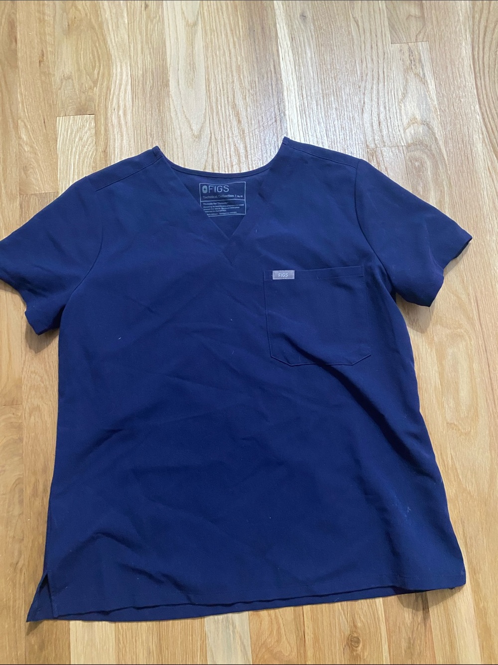 Figs Women’s Navy Short Sleeve V-Neck Scrub Top